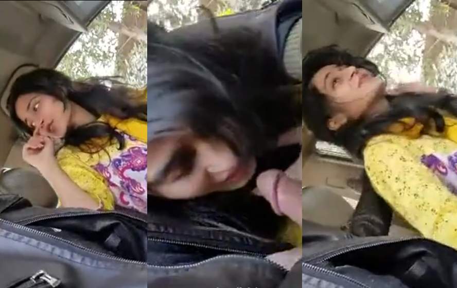 Very Cute and Beautiful Desi Teen GF Giving Blowjob BF in Car