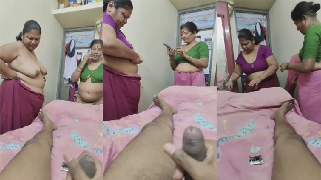 Tamil Family Porn Two Mature Milf Aunty fucking with Young Stepson Viral Sex MMS
