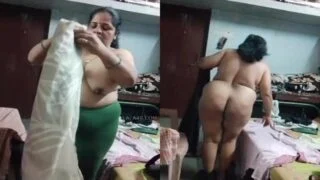 Huge ass nude mom changing her dress mms video exposed recorded by son